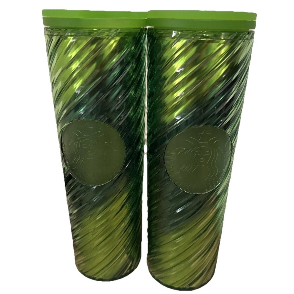 Starbucks 16 oz Green Coffee Tumbler Cups Set of 2‎ New Reusable Drinkware